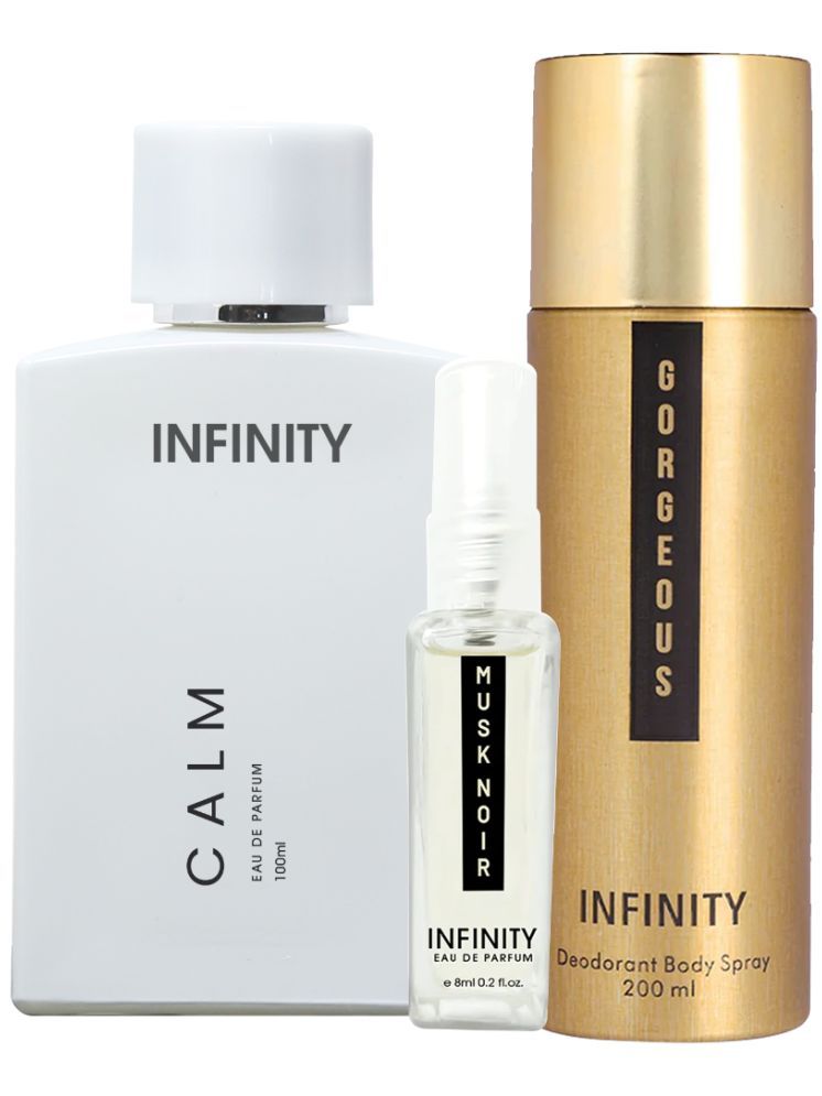     			Infinity Calm EDP Perfume 100ml, Gorgeous Deodorant 200ml, Musk Noir Pocket Perfume 8ml Pack of 3