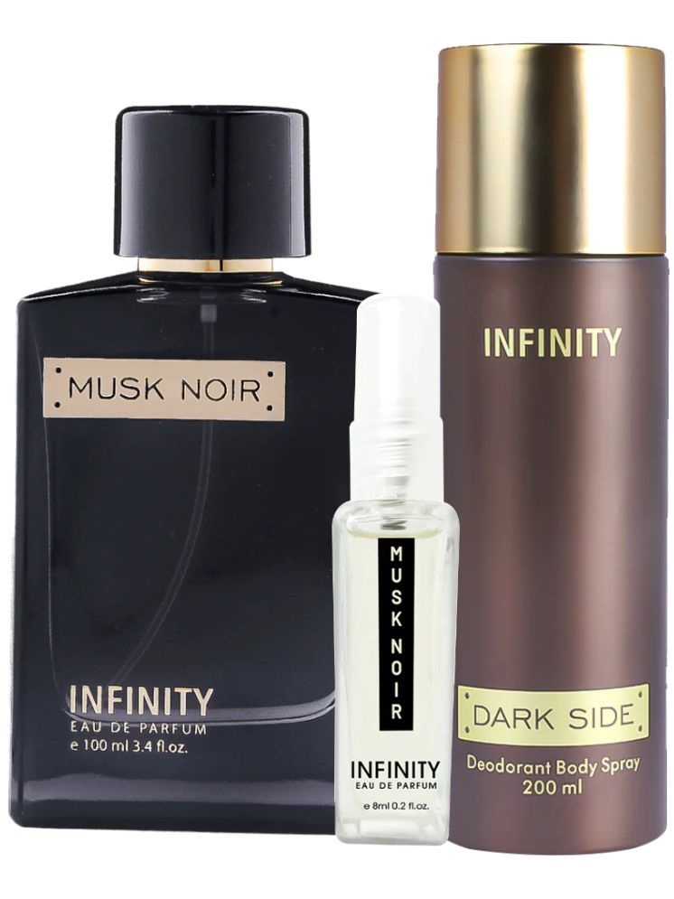     			Infinity Musk Noir EDP Perfume 100ml,Dark Side Deo 200ml,Musk Noir Pocket Perfume 8ml Pack of 3