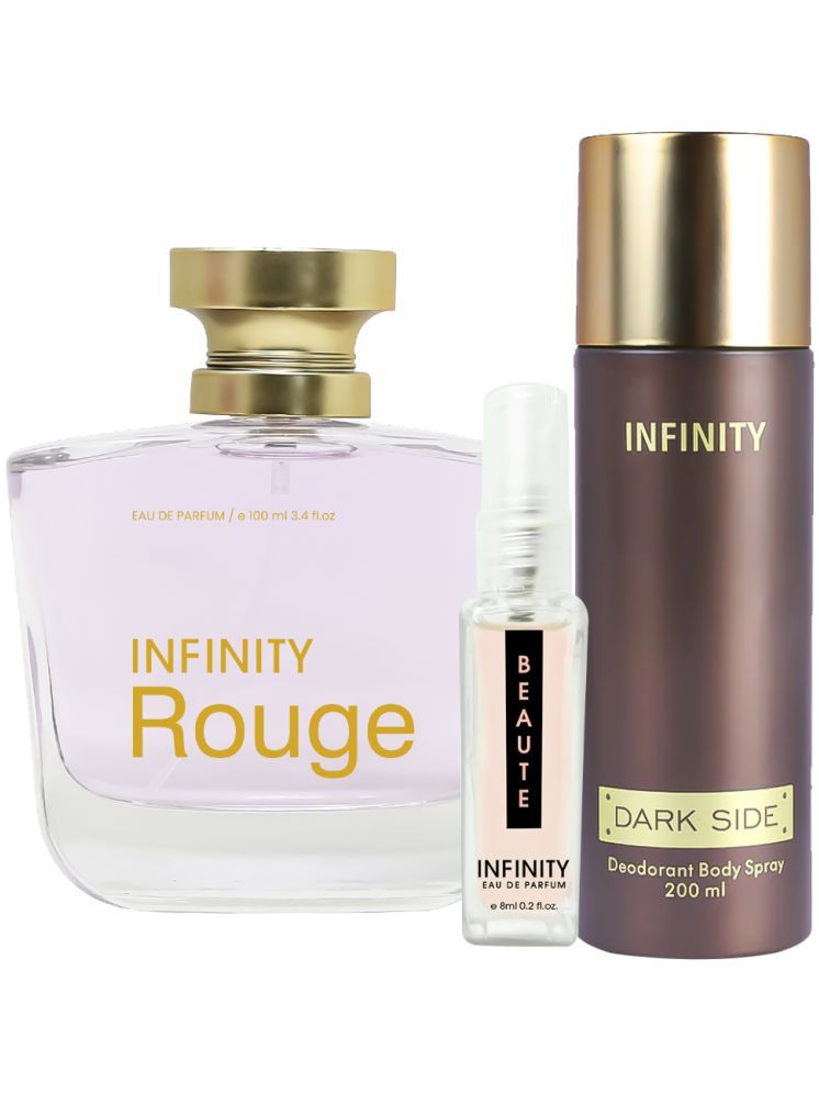     			Infinity Rouge EDP Perfume 100ml, Dark Side Deodorant 200ml, Beaute Pocket Perfume 8ml Pack of 3