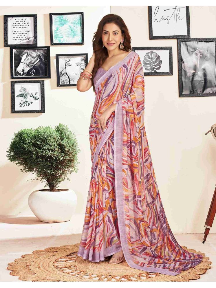     			Nandini Creation Georgette Printed Saree With Blouse Piece - Multicolour ( Pack of 1 )