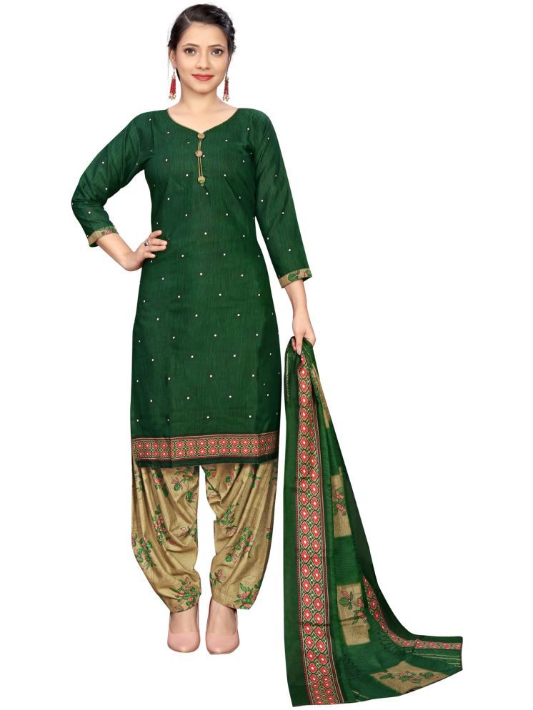     			Rajnandini Cotton Blend Printed Kurti With Patiala Women's Stitched Salwar Suit - Green ( Pack of 1 )