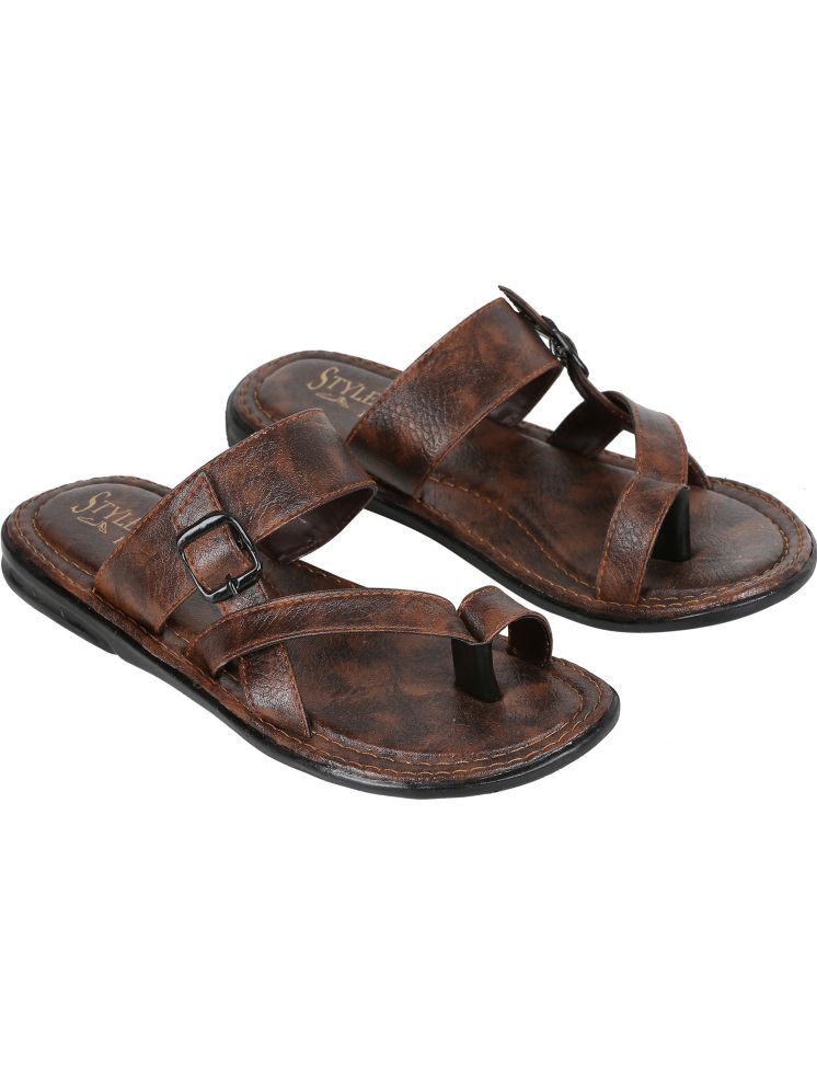     			Style Height Brown Men's Leather Slipper