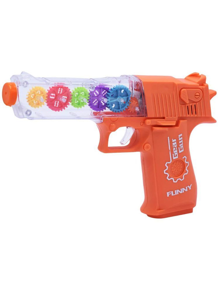     			TOY DEKHO Colourful Electric Gear Transparent Gun Toy Flashing Light & Sound Concept with Music Toys Pistol Kids for Indoor Outdoor Plastic Battery Operated With Multiple Colour Options