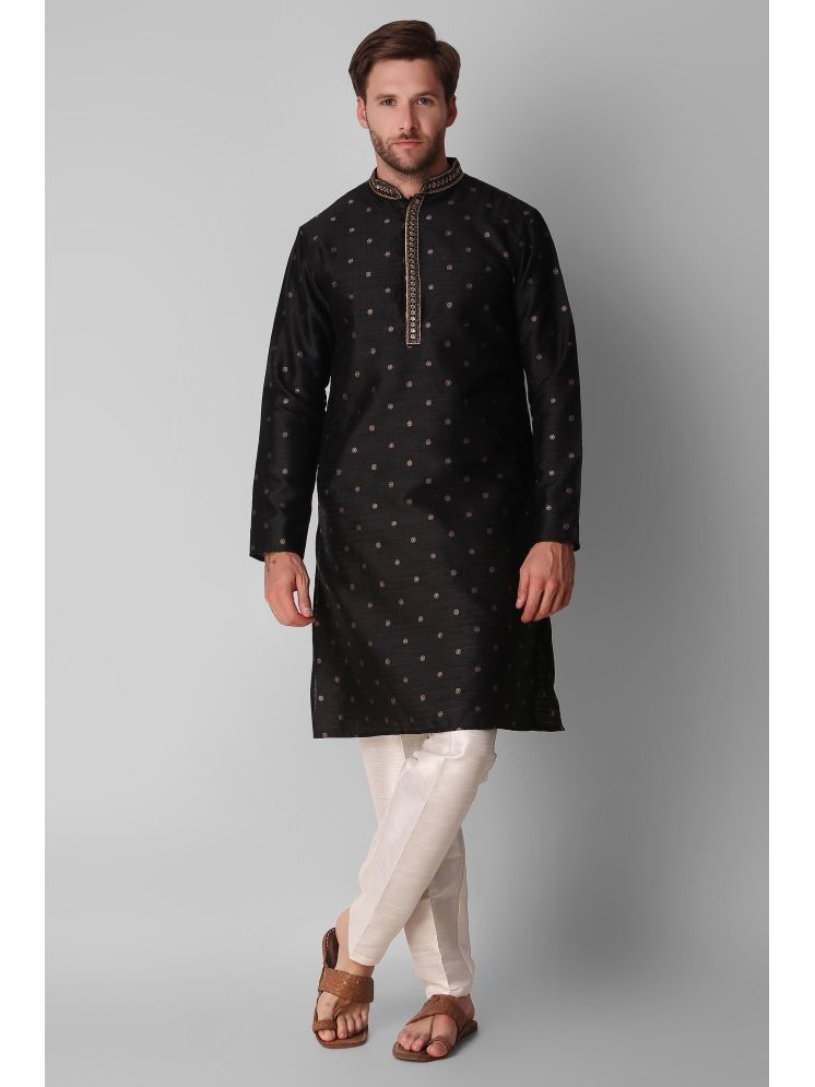     			koshin Black Silk Men's Regular Kurta ( Pack of 1 )