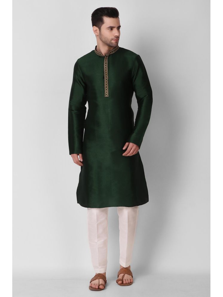     			koshin Dark Green Silk Men's Regular Kurta ( Pack of 1 )