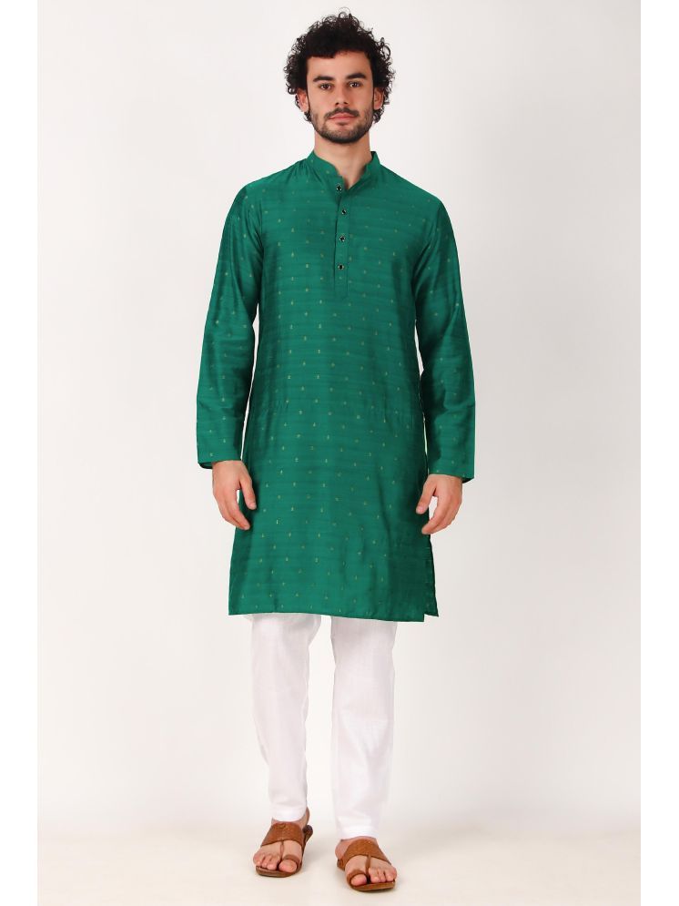     			koshin Light Green Silk Men's Regular Kurta ( Pack of 1 )