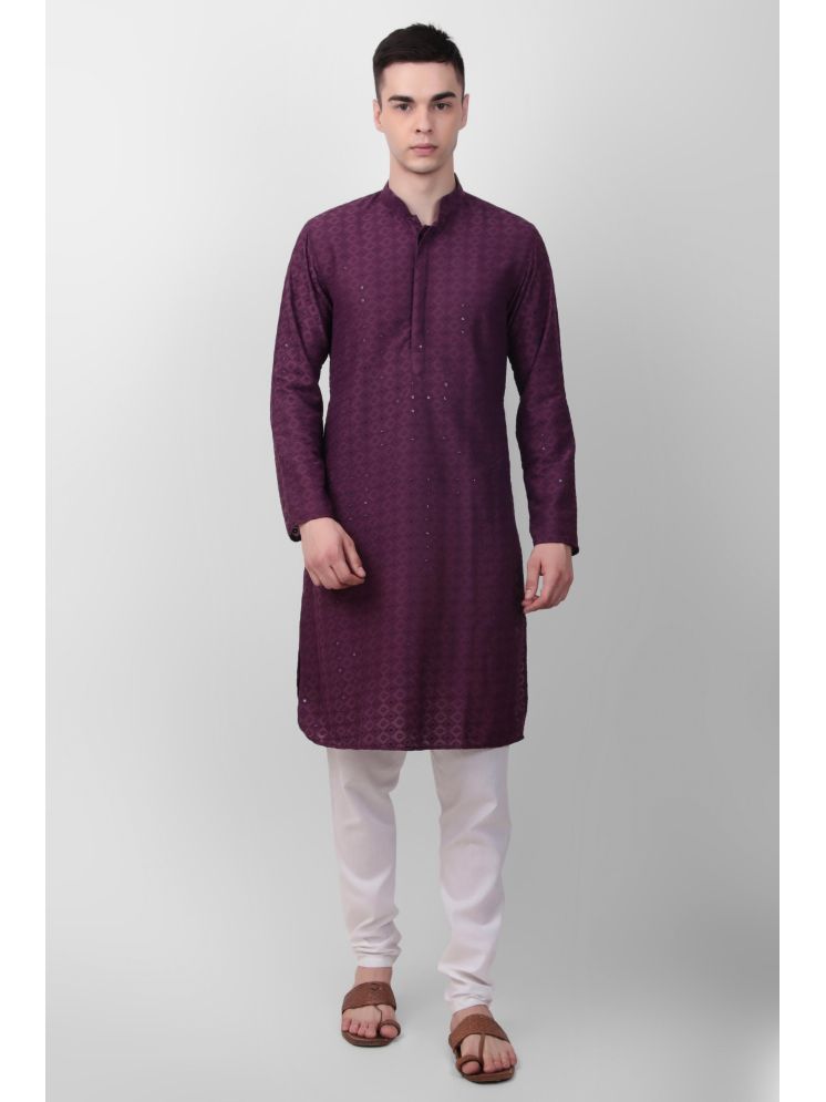     			koshin Purple Silk Men's Regular Kurta ( Pack of 1 )