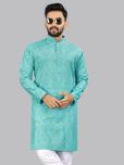 allan peter Blue Cotton Men's Regular Kurta ( Pack of 1 )