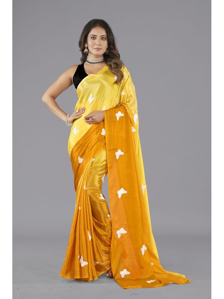     			A TO Z CART Chiffon Embroidered Saree With Blouse Piece - Yellow ( Pack of 1 )