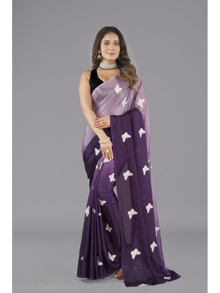     			A TO Z CART Chiffon Embroidered Saree With Blouse Piece - Wine ( Pack of 1 )