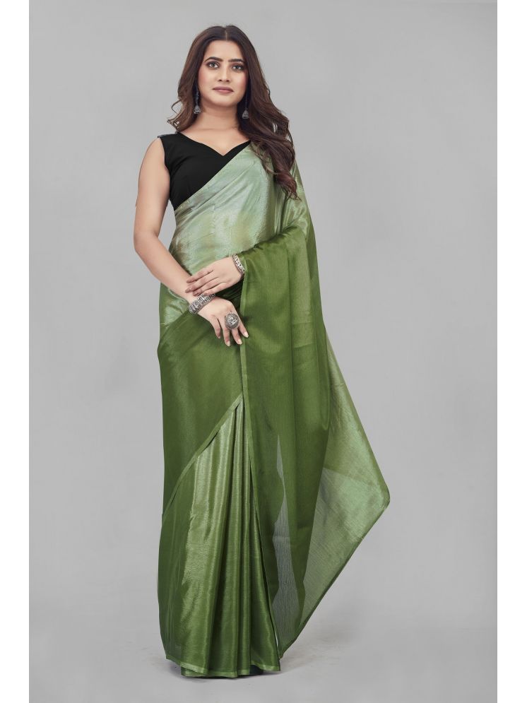     			A TO Z CART Chiffon Solid Saree With Blouse Piece - Lime Green1 ( Pack of 1 )