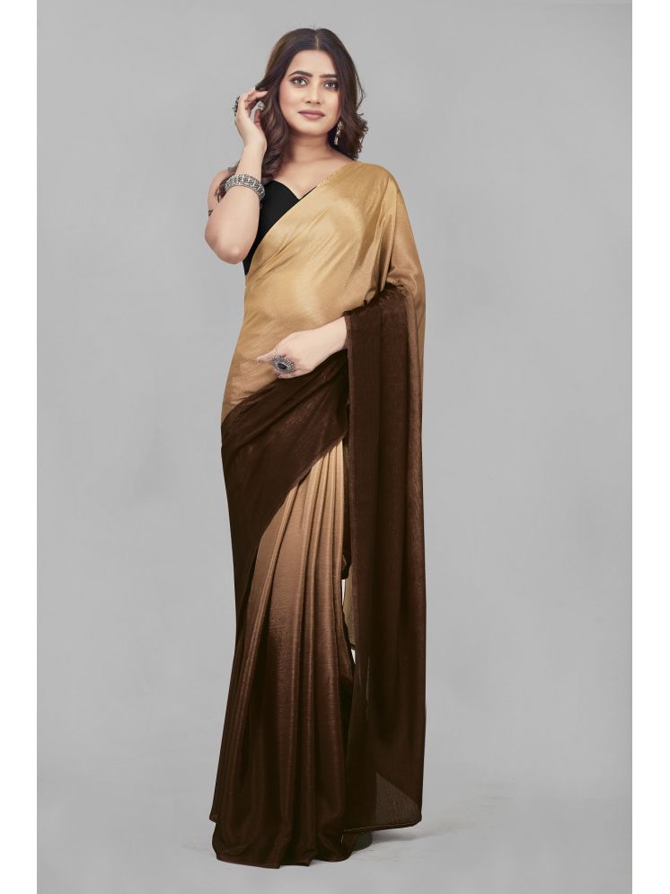     			A TO Z CART Chiffon Solid Saree With Blouse Piece - Brown ( Pack of 1 )