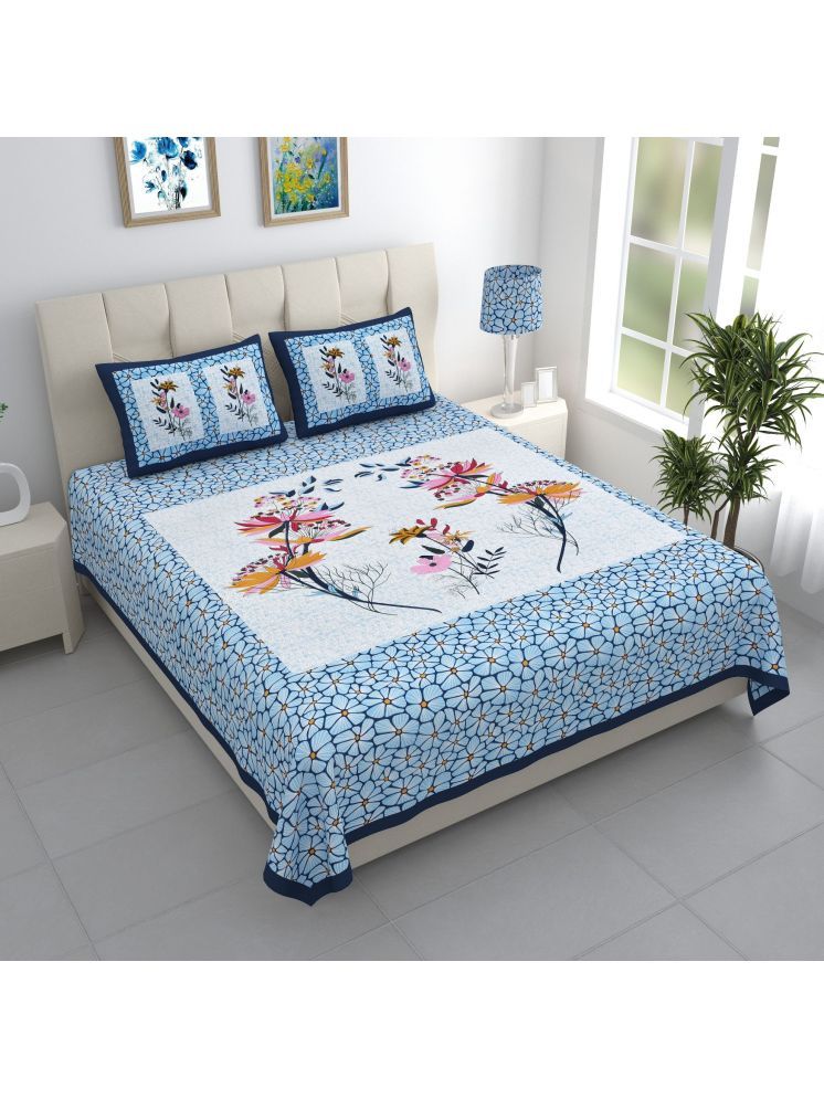     			Bombay Spreads Cotton Ethnic 1 Double with 2 Pillow Covers - Blue