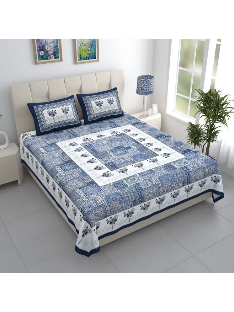     			Bombay Spreads Cotton Ethnic 1 Double with 2 Pillow Covers - Blue