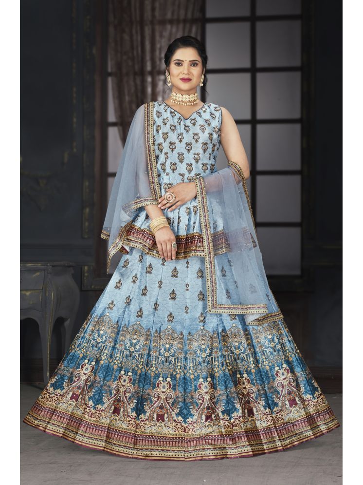     			ETHNIC TREE Grey Silk A-line Stitched Lehenga Single