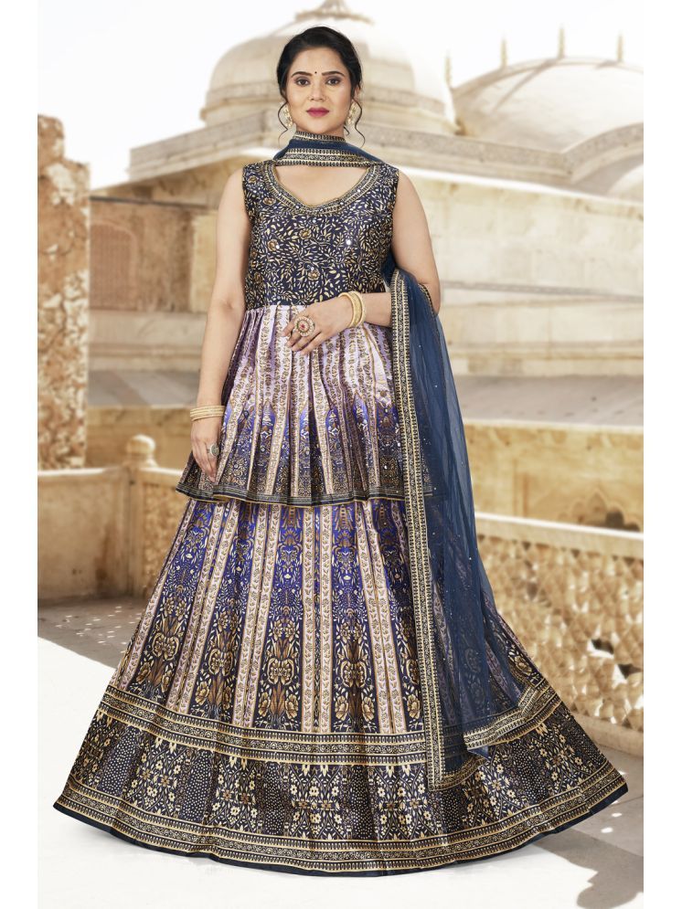     			ETHNIC TREE Purple Silk A-line Stitched Lehenga Single