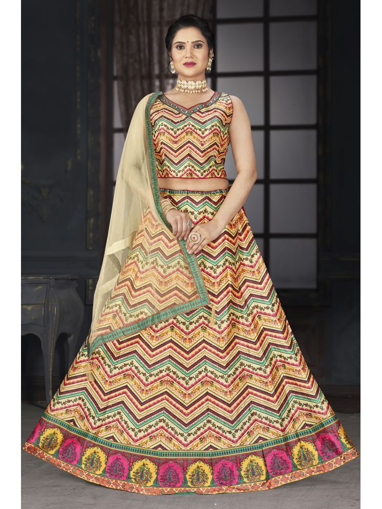     			ETHNIC TREE Yellow Silk A-line Stitched Lehenga Single