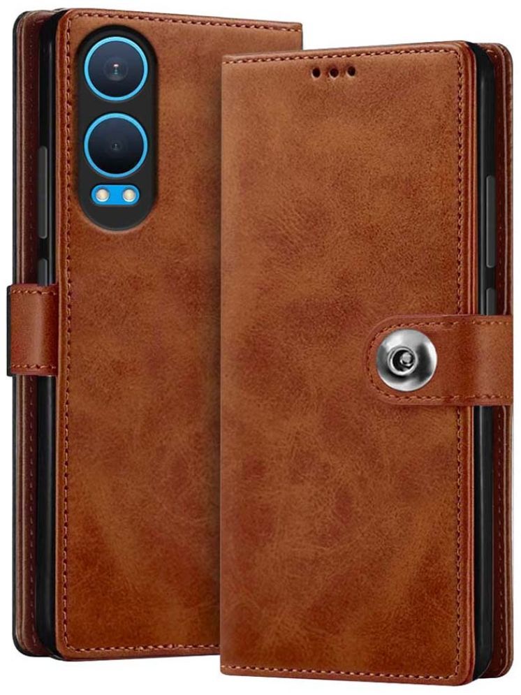     			Fashionury Brown Flip Cover Leather Compatible For Oneplus Nord CE 4 Lite 5G ( Pack of 1 )