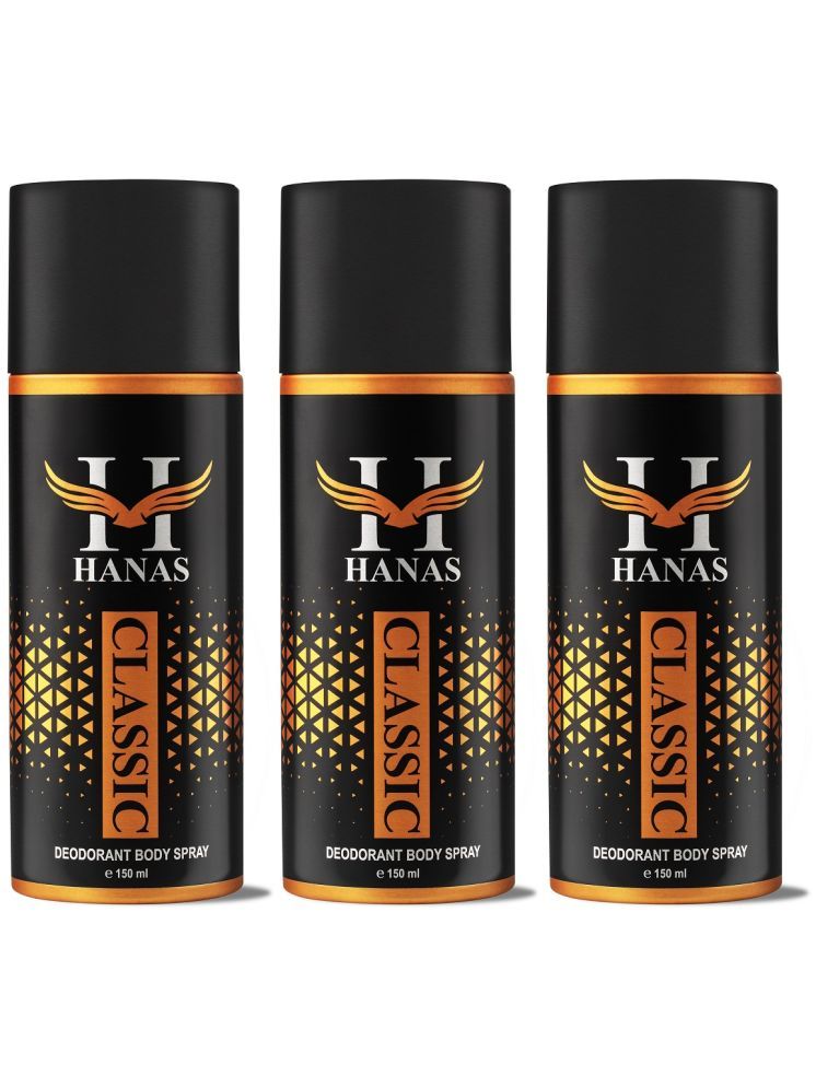     			HANAS Classic Deodorant Spray for Men 450 ml ( Pack of 3 )