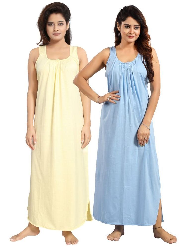     			INNER BEATS Multicolor Cotton Blend Women's Nightwear Nighty & Night Gowns ( Pack of 2 )