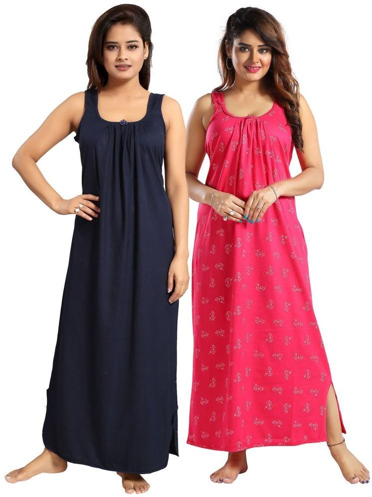     			INNER BEATS Multicolor Cotton Blend Women's Nightwear Nighty & Night Gowns ( Pack of 2 )