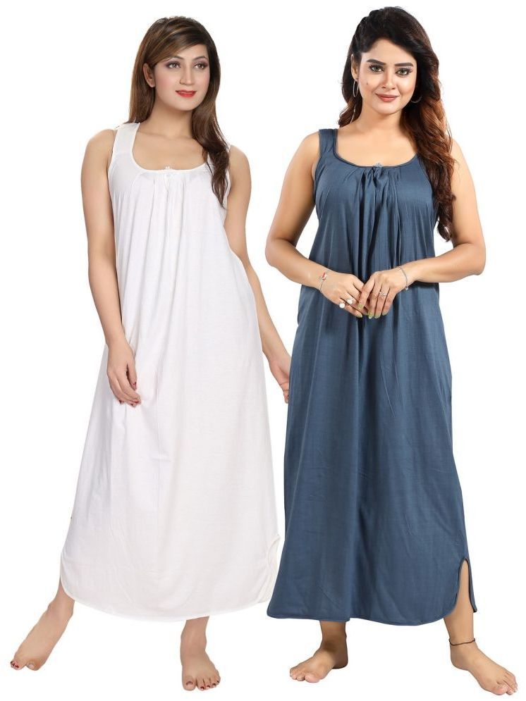     			INNER BEATS Multicolor Cotton Blend Women's Nightwear Nighty & Night Gowns ( Pack of 2 )