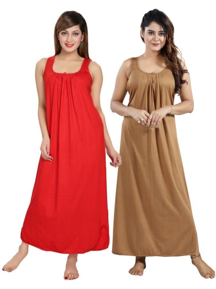     			INNER BEATS Multicolor Cotton Blend Women's Nightwear Nighty & Night Gowns ( Pack of 2 )