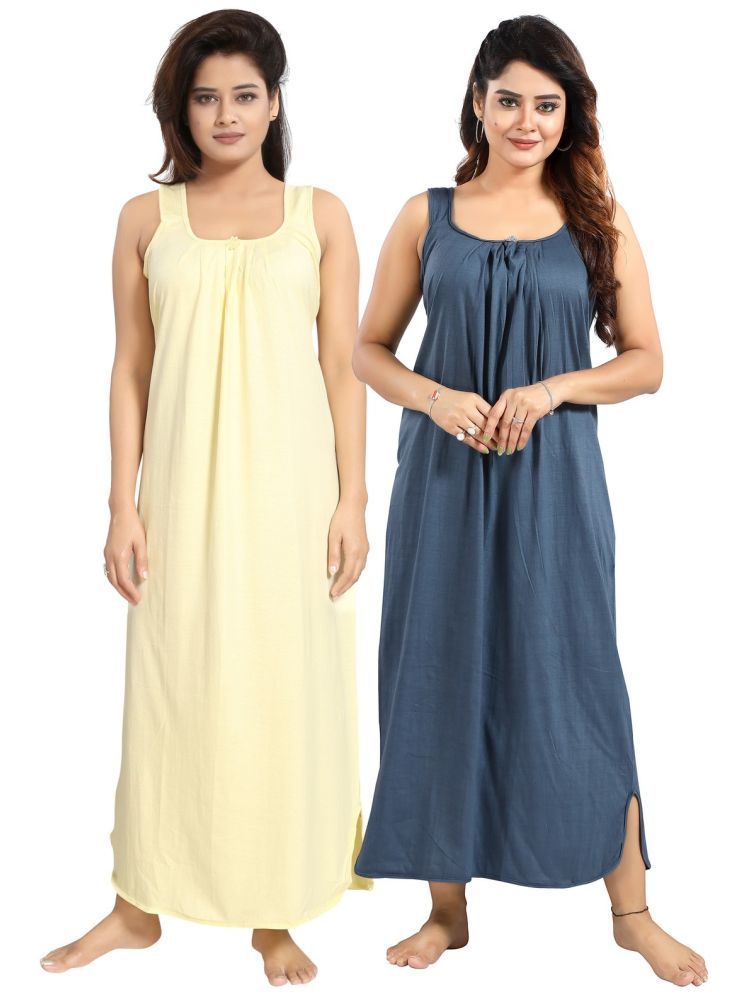     			INNER BEATS Multicolor Cotton Blend Women's Nightwear Nighty & Night Gowns ( Pack of 2 )