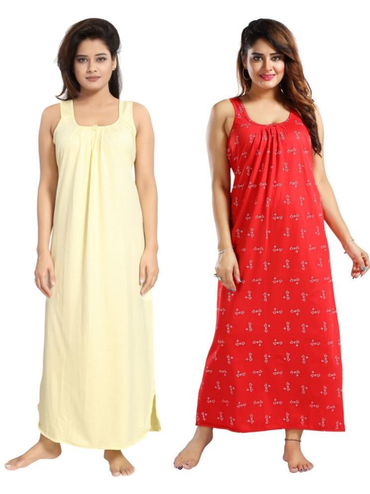     			INNER BEATS Multicolor Cotton Blend Women's Nightwear Nighty & Night Gowns ( Pack of 2 )