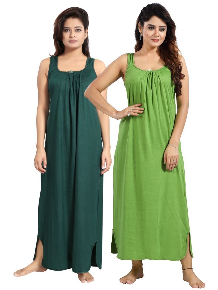     			INNER BEATS Multicolor Cotton Blend Women's Nightwear Night Dress ( Pack of 2 )