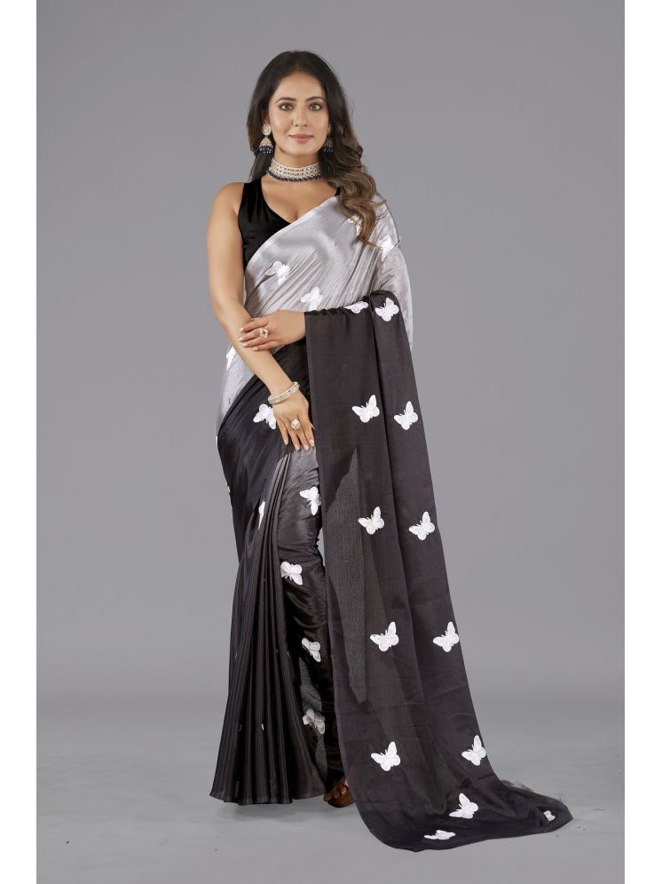     			JULEE Chiffon Embroidered Saree With Blouse Piece - Black ( Pack of 1 )