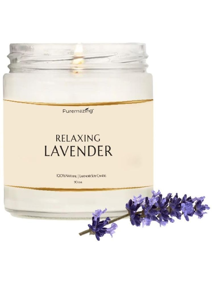     			Puremazing White Lavender Jar Candle 7 cm ( Pack of 1 )