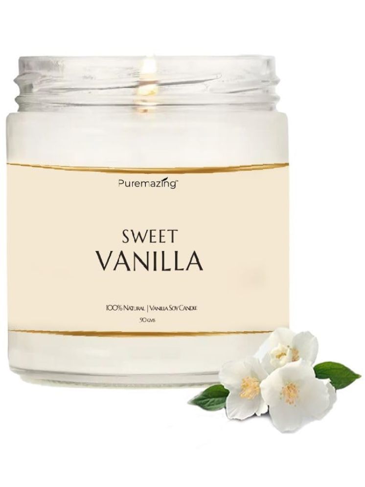     			Puremazing White Vanilla Jar Candle 7 cm ( Pack of 1 )