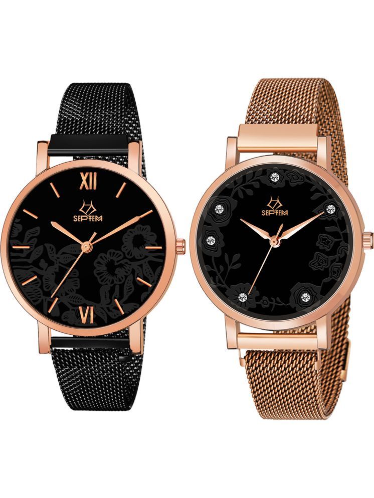     			Septem Black Stainless Steel Analog Womens Watch