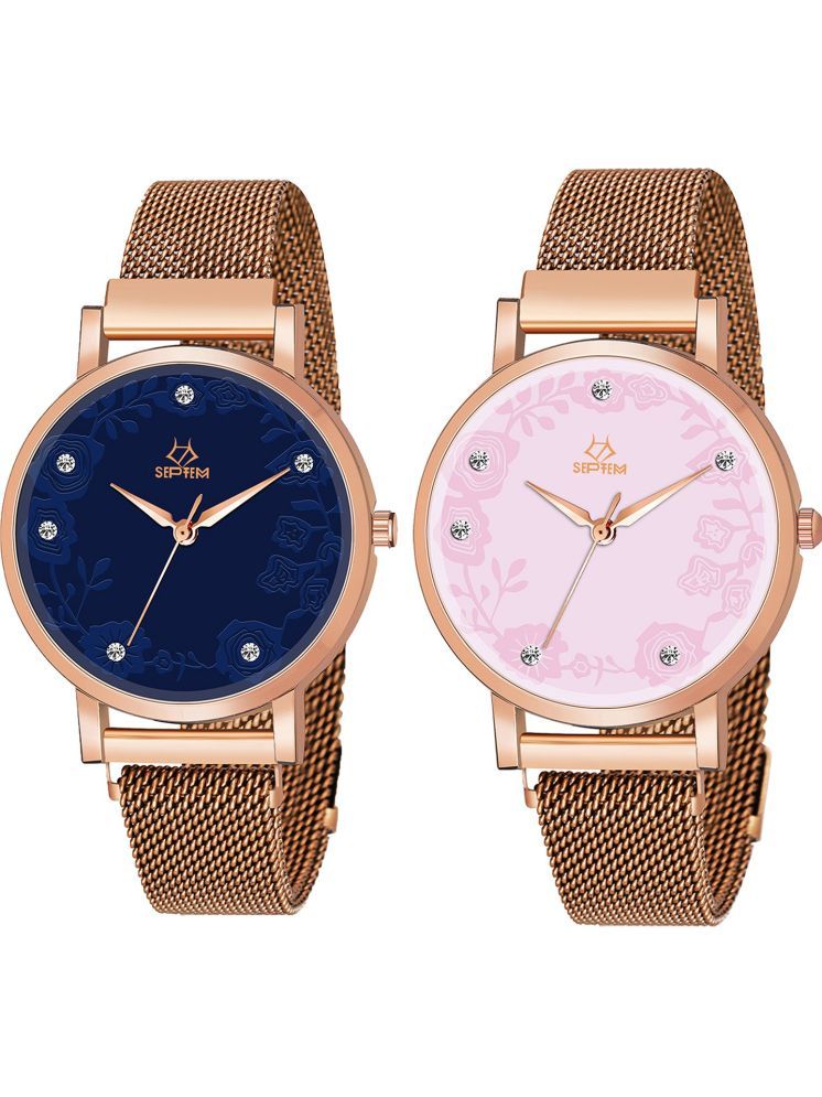     			Septem Rose Gold Stainless Steel Analog Womens Watch