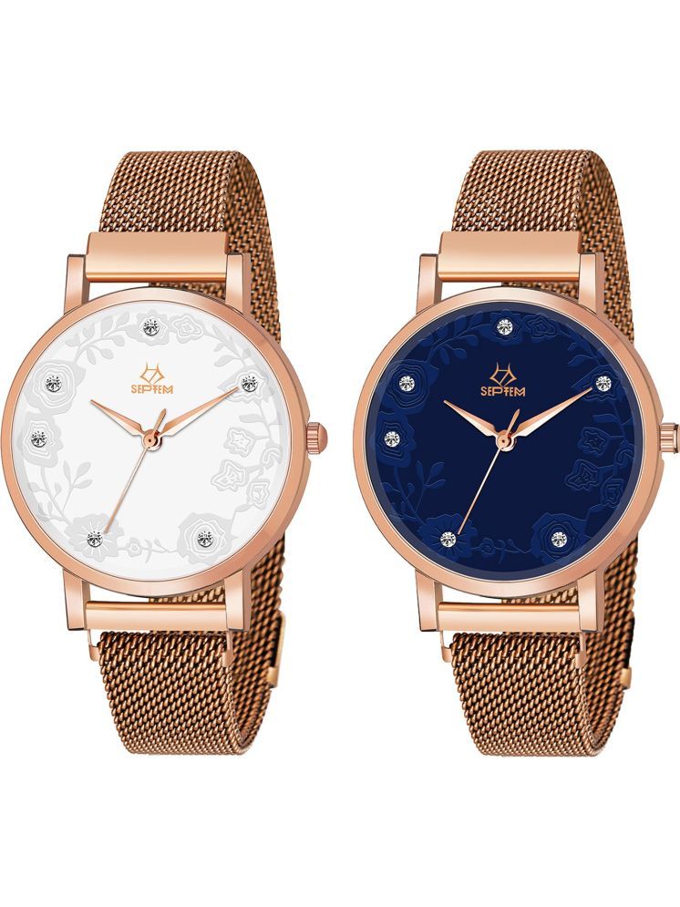     			Septem Rose Gold Stainless Steel Analog Womens Watch