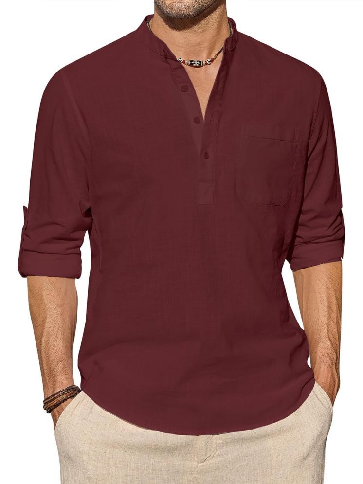     			Vida Loca Maroon Cotton Blend Men's Shirt Style Kurta ( Pack of 1 )