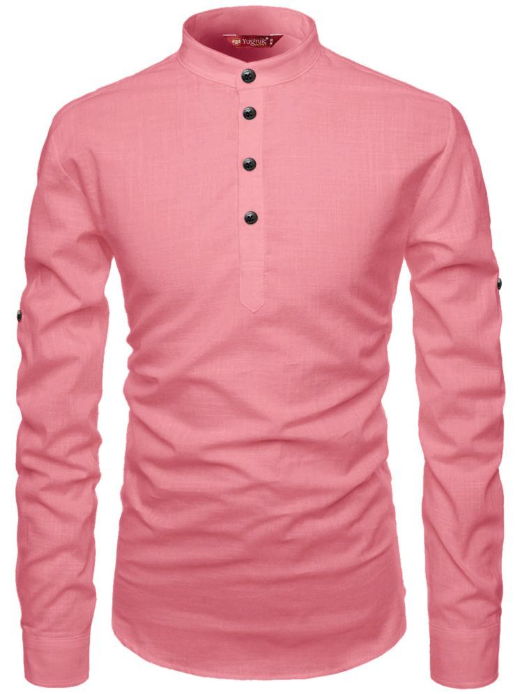     			Yugnik Peach Cotton Men's Shirt Style Kurta ( Pack of 1 )