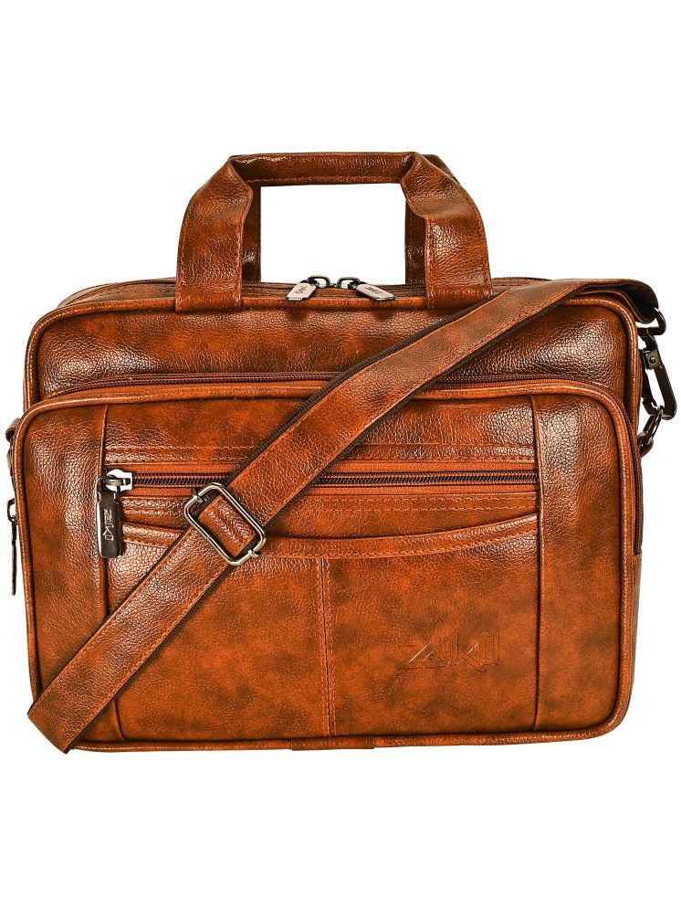     			ZAIKO BAGS Tan Textured Messenger Bag