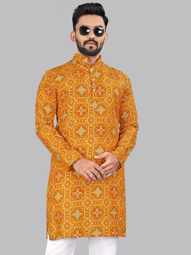     			allan peter Mustard Cotton Men's Regular Kurta ( Pack of 1 )