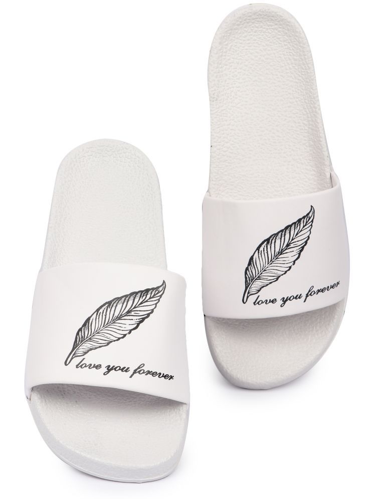     			CLOSHO White Men's Slide Flip Flop