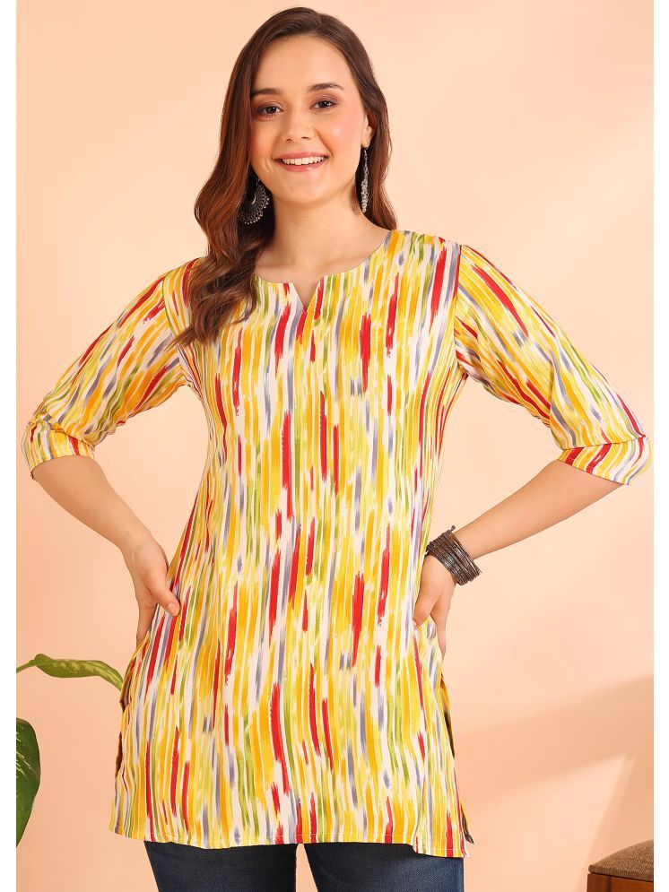     			DSK STUDIO Viscose Printed Straight Women's Kurti - Yellow ( Pack of 1 )