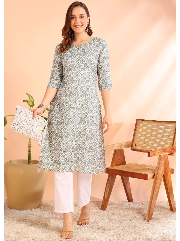     			DSK STUDIO Pack of 1 Viscose Printed Straight Women's Kurti - ( Grey )