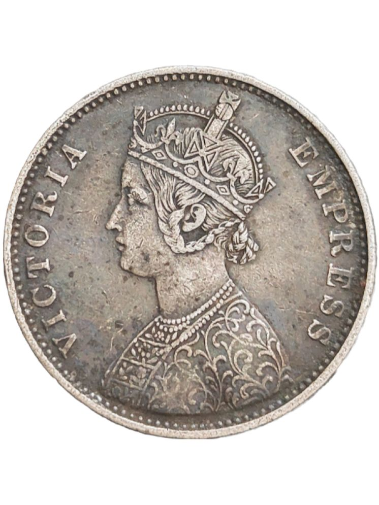     			Extremely Rare Silver 1879 One Rupee Dot Bombay Mint Victoria Empress British India Coin