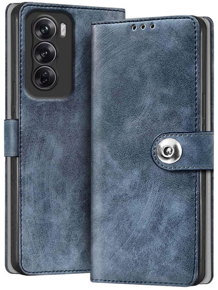     			Fashionury Blue Flip Cover Leather Compatible For Oppo Reno 12 Pro 5G ( Pack of 1 )