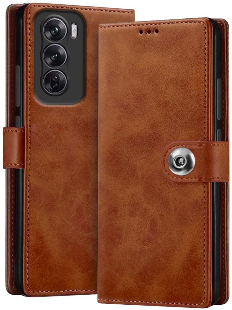     			Fashionury Brown Flip Cover Leather Compatible For Oppo Reno 12 Pro 5G ( Pack of 1 )