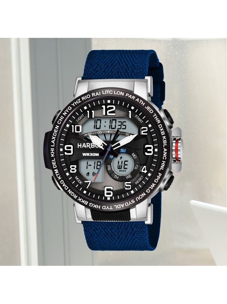     			Harbor Blue Fabric Analog-Digital Men's Watch