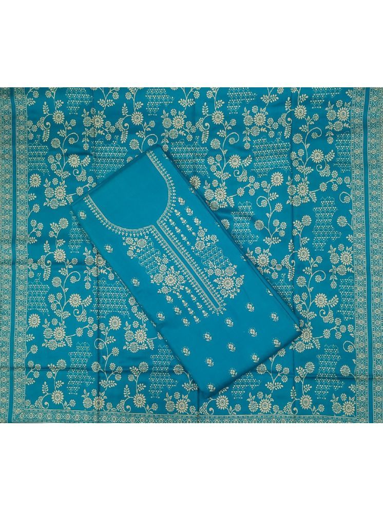     			KANI Unstitched Woollen Embellished Dress Material - Blue ( Pack of 1 )