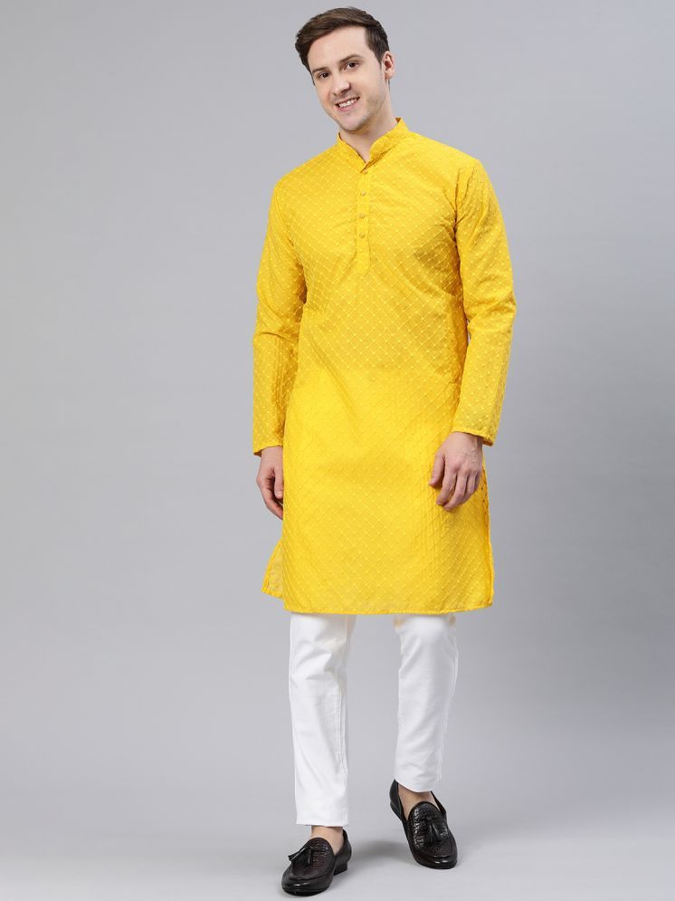     			MAJESTIC MAN Yellow Polyester Men's Regular Kurta ( Pack of 1 )