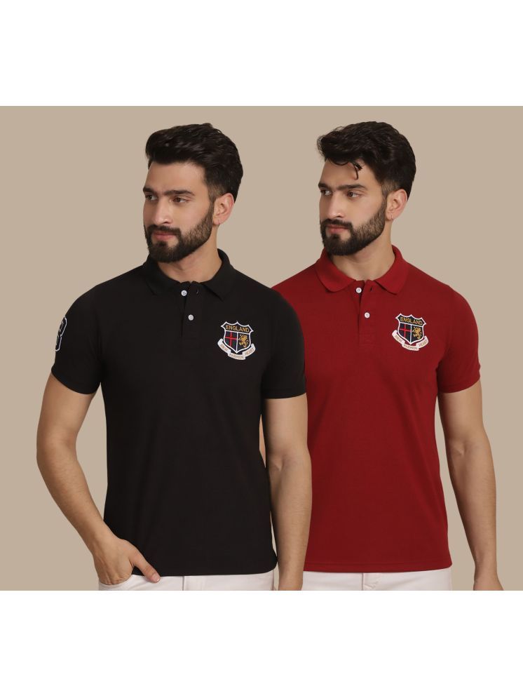     			NVI Black Cotton Regular Fit Men's Sports Polo T-Shirt ( Pack of 2 )